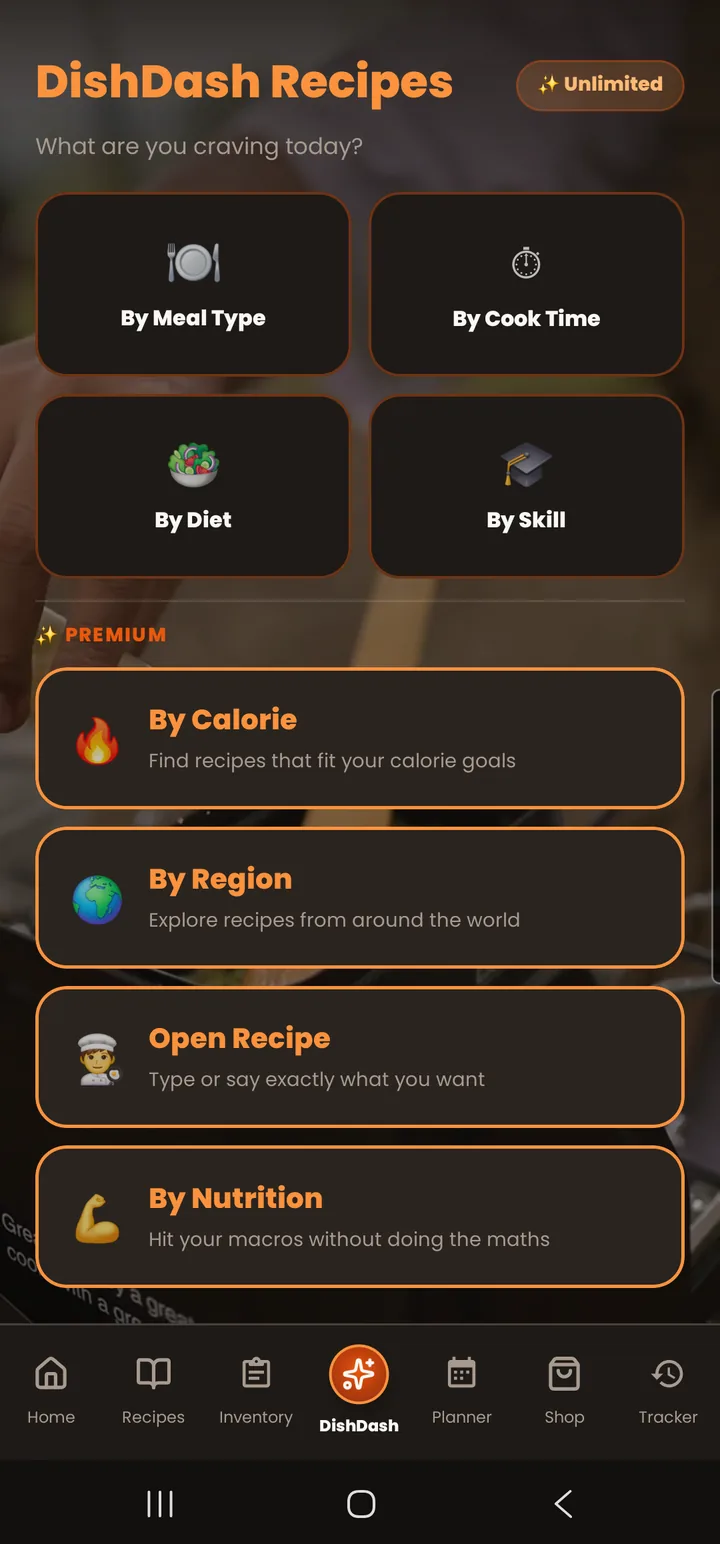 DishDash recipe screen