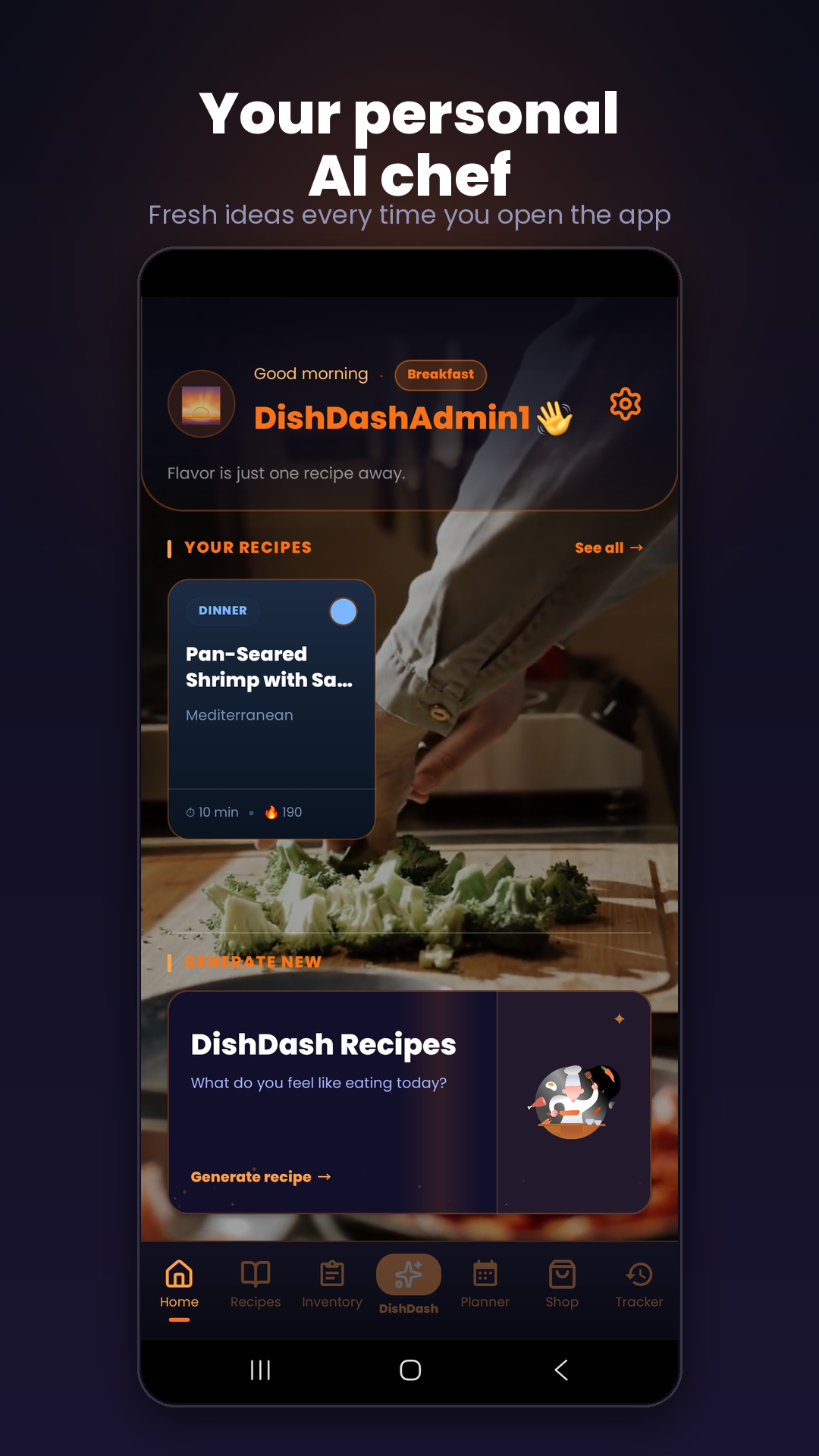 DishDash home screen