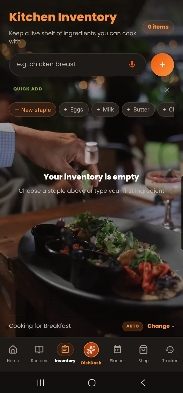 Pantry inventory screen