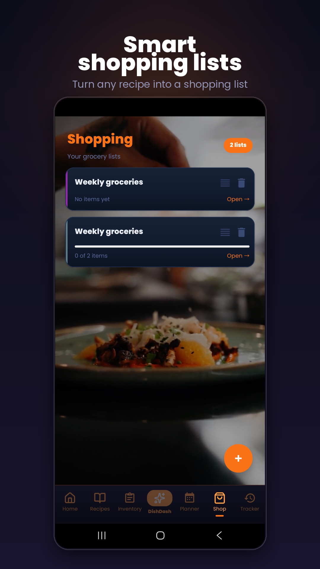 Shopping list screen