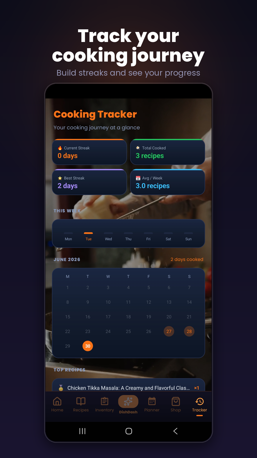 DishDash health and cooking tracker